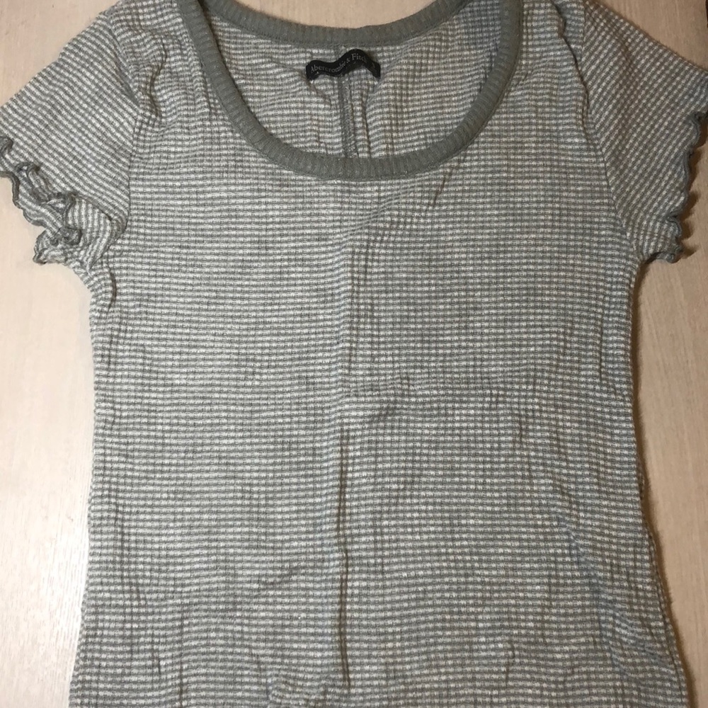 Abercrombie and Fitch Striped Lettuce Edge Tee